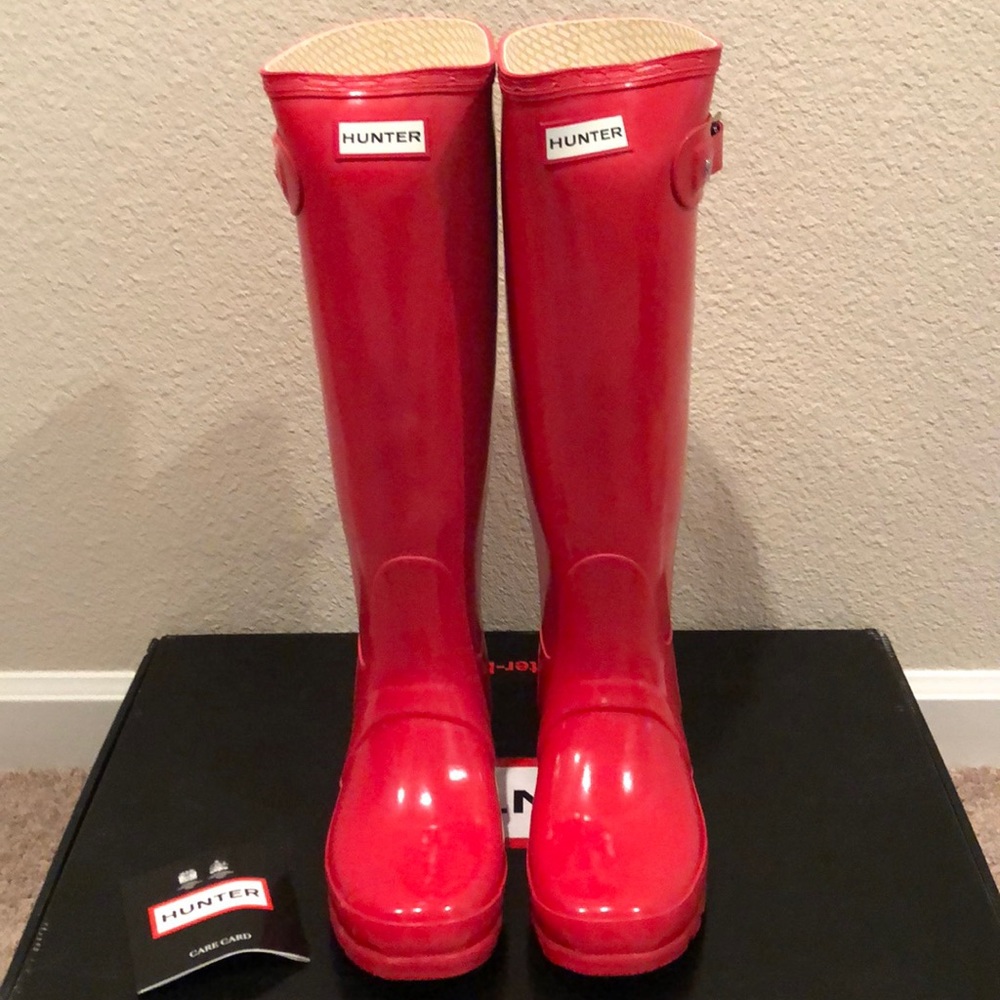 Hunter Rain Boots Red Gloss Tall Original